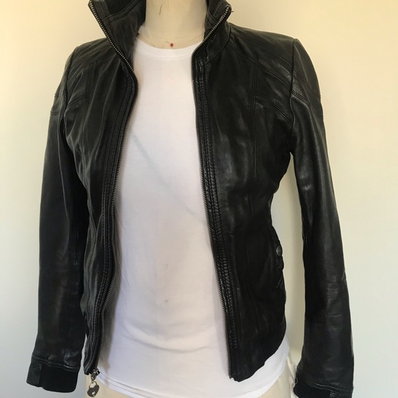 Guess Black genuine leather bomber jacket - Picture 4 of 8